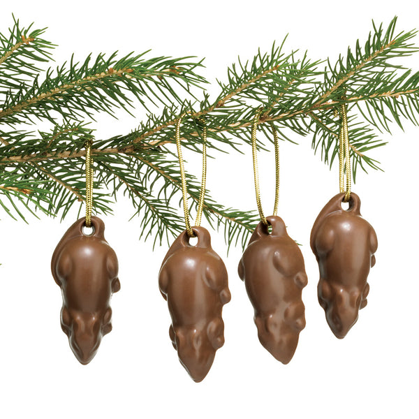 Milk Chocolate Mice Ornaments - 12PC